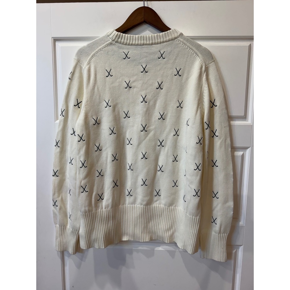 Renwick Ivory Allover Clubs Sweater Golf Embroidered XL New Preppy Country Club - Picture 7 of 9